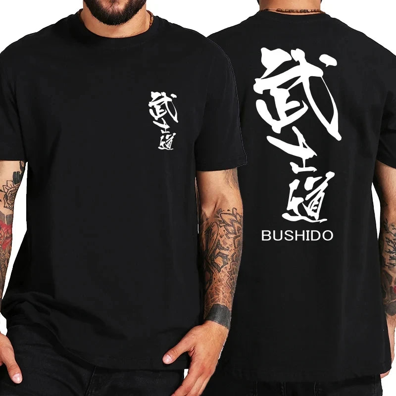 T Shirt Cool Japanese Front Back Print 100% Polyester EU Size New Design Chinese Culture Tshirt 42841