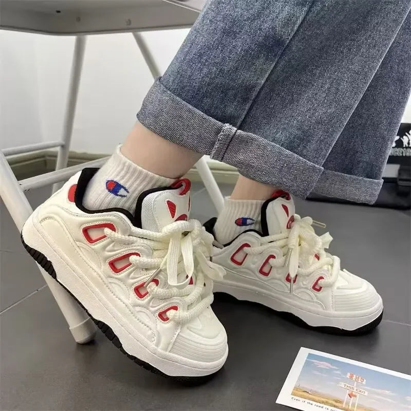 White Fashion Womens Sports Shoes Street Student Casual Platform Sneakers Running Harajuku Comfortable New Ladies Shoes