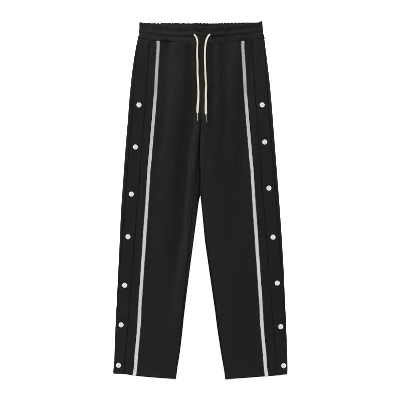 2024 Casual Sports Breasted Pants Men's Autumn New Button Loose Straight Drawstring Oversized Sweatpants Trousers Free shipping