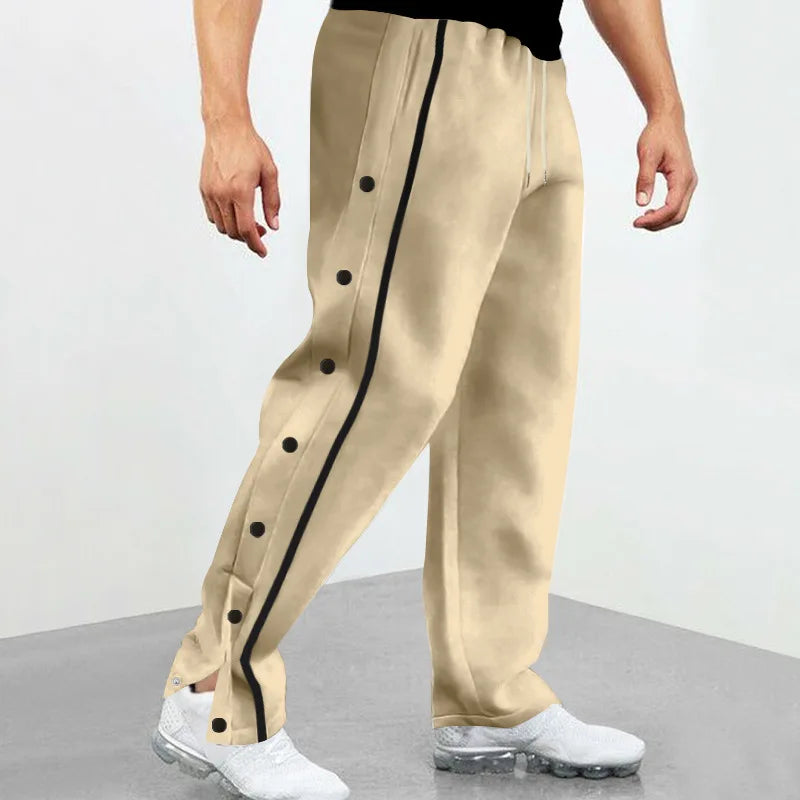 2024 Casual Sports Breasted Pants Men's Autumn New Button Loose Straight Drawstring Oversized Sweatpants Trousers Free shipping