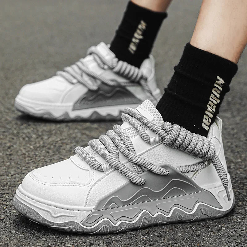 Men Casual Sneaker New Plush Lining White Sports Shoes Anti Slip Comfort Male Students Running Thick Soled Lace Up Shoes