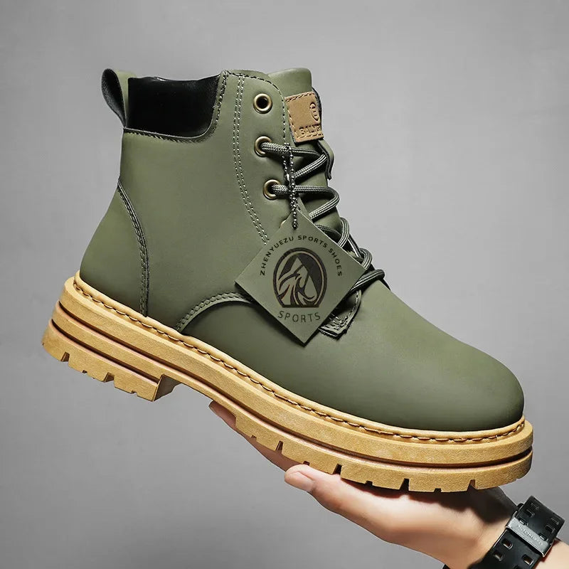 Men's Footwear Resistant Waterproof High-top Motorcycle Boots Soft Bottom Work Clothes Anti-slip Yellow Boots Men Cowboy Boots