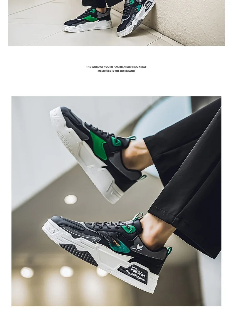 New Men's Leather Low-Top Fashion Easiest for Match Running Shoes Men's Skateboard Shoes Suitable for Outdoor Sports