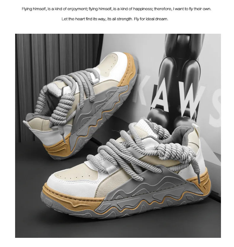 Men Casual Sneaker New Plush Lining White Sports Shoes Anti Slip Comfort Male Students Running Thick Soled Lace Up Shoes