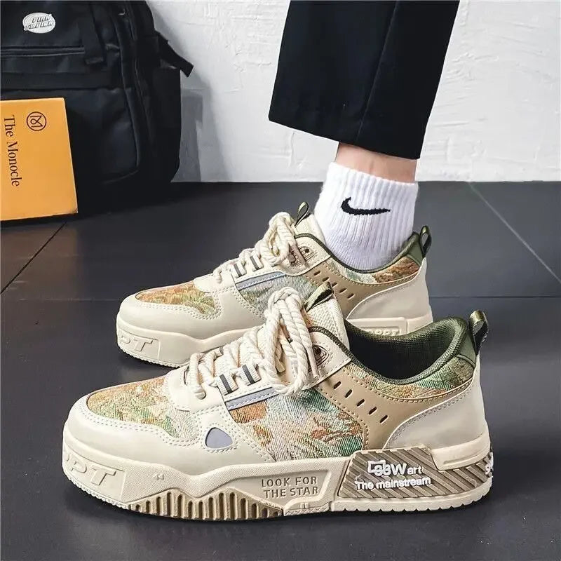 Spring and Autumn new breathable and comfortable shoes student trend versatile thick soled sports and leisure board shoes