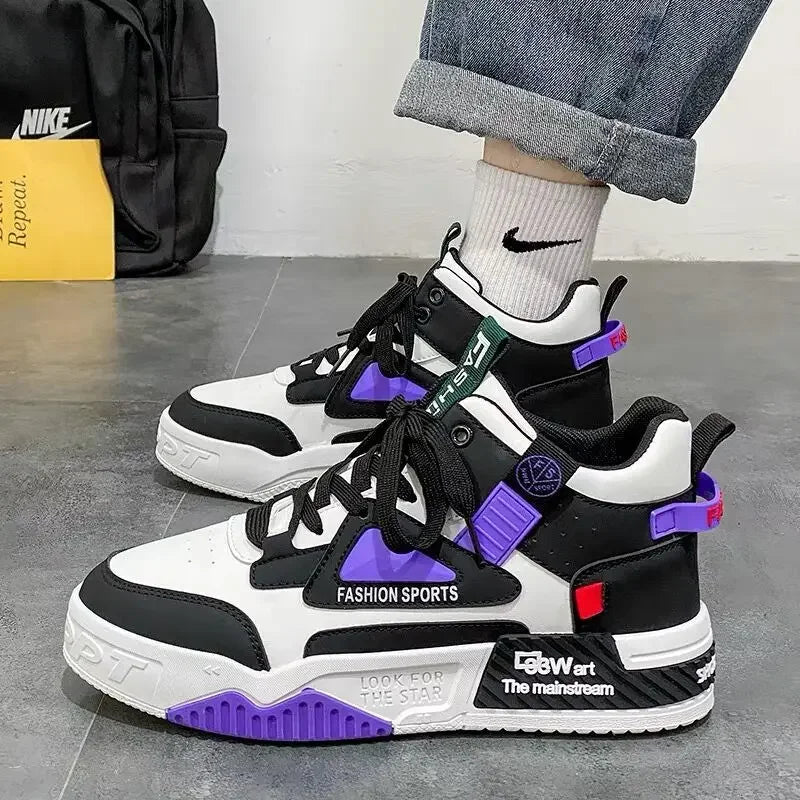 Men's Sneakers High Top Casual Shoes 2025 New Man Running Shoes Fashion Lightweight Board Shoe Men Lace Up Platform Shoes Tenis
