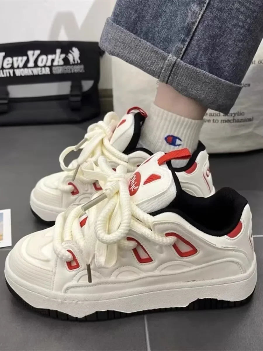 White Fashion Womens Sports Shoes Street Student Casual Platform Sneakers Running Harajuku Comfortable New Ladies Shoes