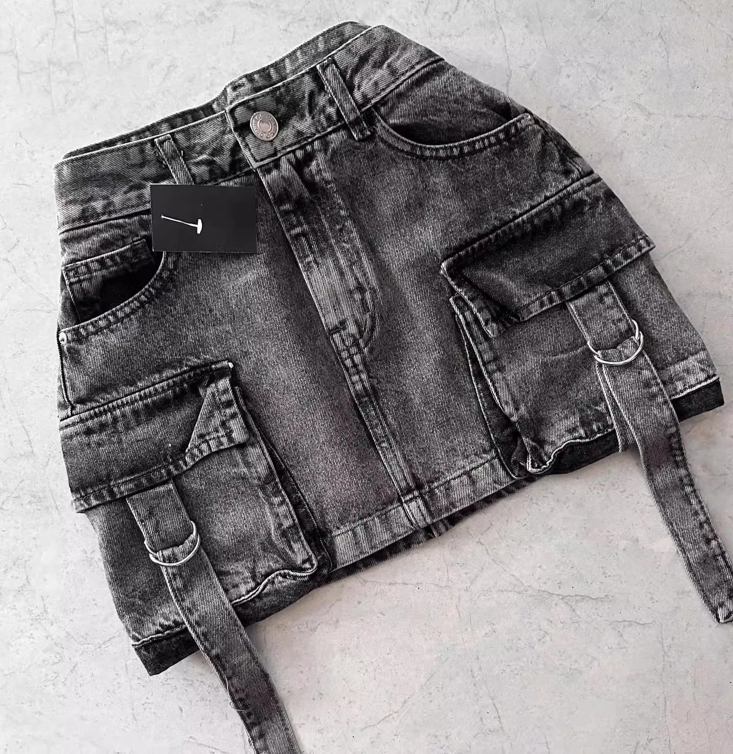 Euphoria Women Vintage Y2K Style High Street Pockets Sexy Skirts 2025 Spring Casual High Waist Vintage Hotsweet Mini Denim Skirt