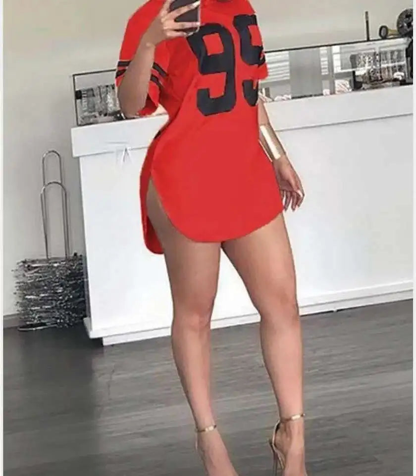 Woman's Tshirts Superior Quality Spring/summer Letters Loose O Neck Short Sleeve Fashion Ladies Tops T Shirt Dress SJL9