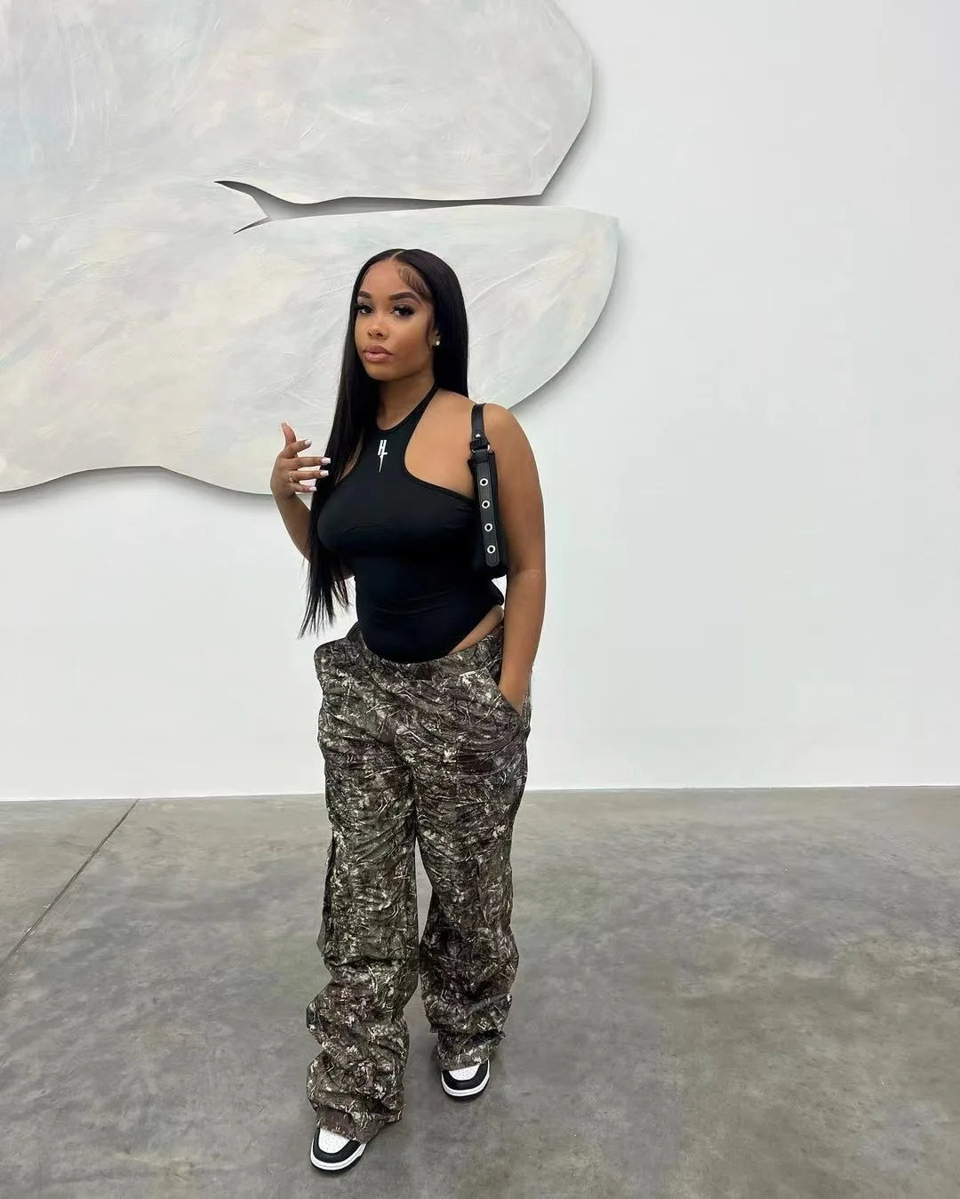 FAGADOER Casual Camouflage Cargo Pants Fashion Y2K Street Wide Leg Pants Women High Waisted Button Pocket Trousers Bottoms 2023