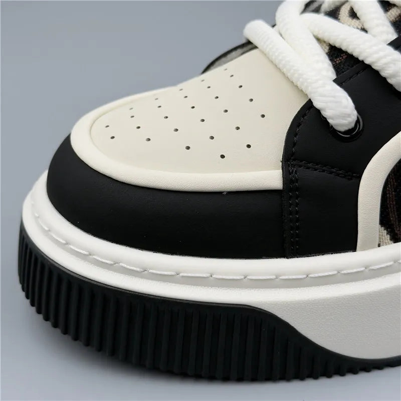 Luxury Designer Britain Men's Lace Up Color-blocked Thick Bottom Causal Board Shoes Flats Moccasins Male Walking Sneakers