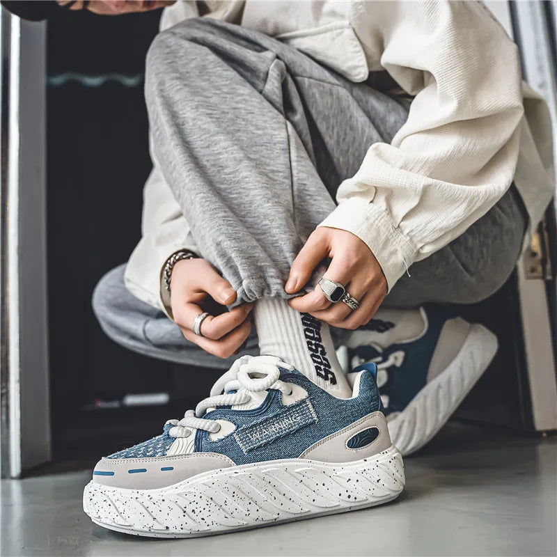 Chunky Men Canvas Sneakers Tennis Man Trend 2023 Casual Skateboarder Shoes Black Man Autumn Comfort Anti Slip Mens Footwear Rest