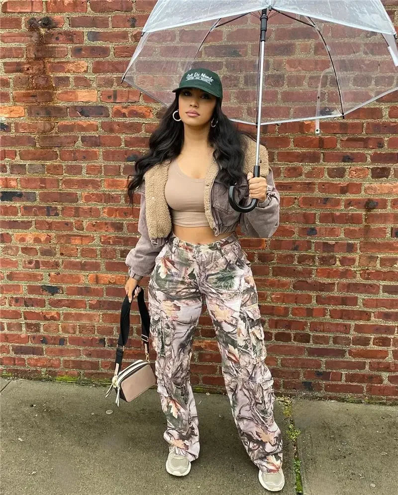 Summer Outfits y2k Clothes Streetwear Print Pants For Women Gray Casual Trousers Baggy High Waist Wide Leg Pants Trousers
