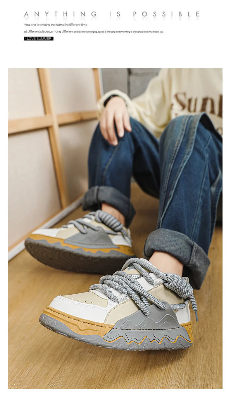 Men Casual Sneaker New Plush Lining White Sports Shoes Anti Slip Comfort Male Students Running Thick Soled Lace Up Shoes