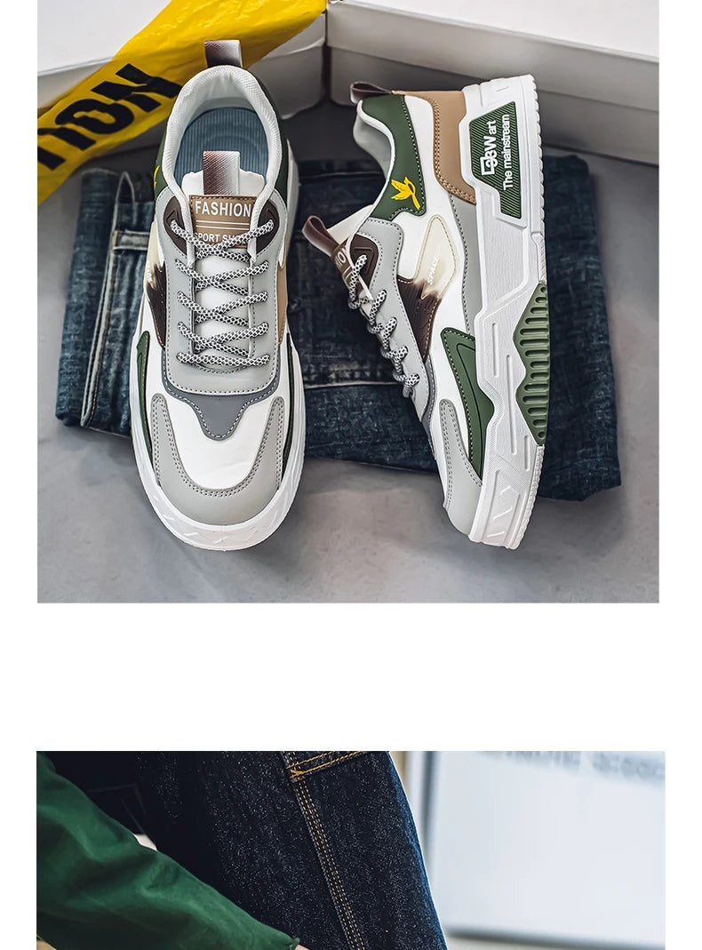 New Men's Leather Low-Top Fashion Easiest for Match Running Shoes Men's Skateboard Shoes Suitable for Outdoor Sports