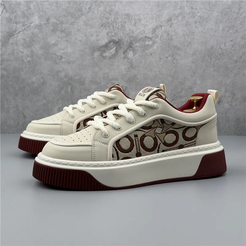 Luxury Designer Britain Men's Lace Up Color-blocked Thick Bottom Causal Board Shoes Flats Moccasins Male Walking Sneakers