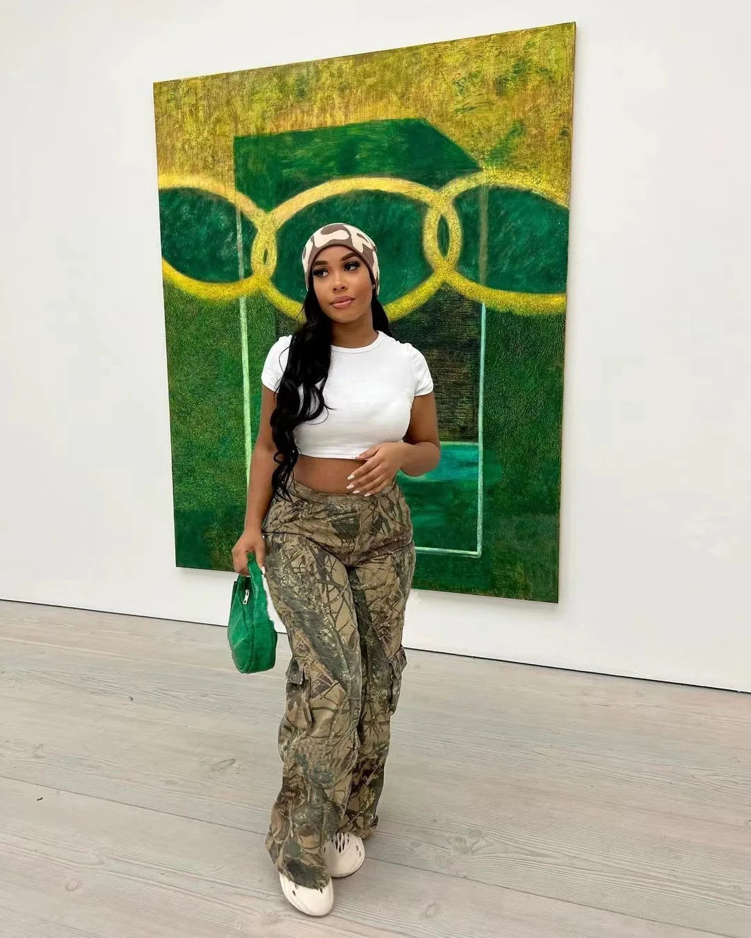 FAGADOER Casual Camouflage Cargo Pants Fashion Y2K Street Wide Leg Pants Women High Waisted Button Pocket Trousers Bottoms 2023