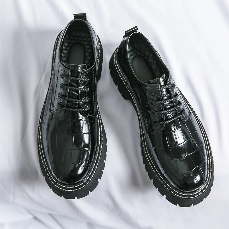 Fashion Thick Bottom Man Oxford Footwear Lace-Up Outdoor Male Shoes Fashion Casual Shoes Artificial Leather Mens Business Shoes