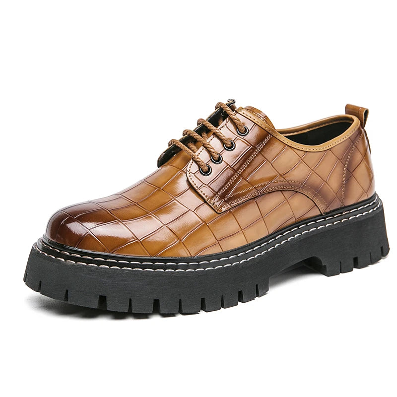 Derby Thick soled Men's Shoes Trendy British style Leisure Outdoor Fashion Party Plus Size Daily office youth leather shoes