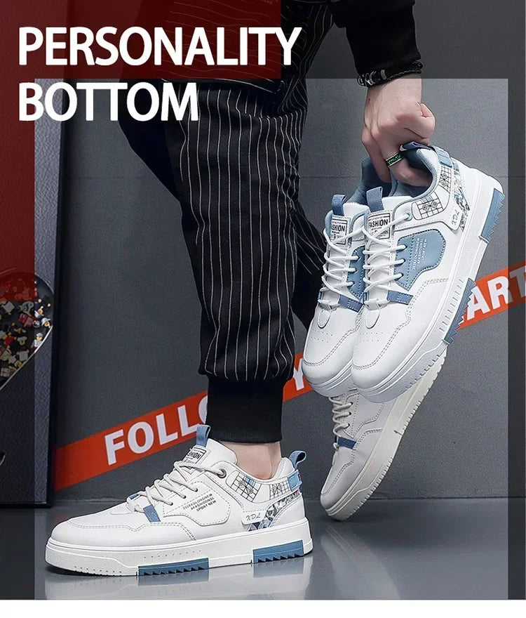Men's shoes 2025 summer new breathable white shoes men's trendy and versatile thick soled sports board shoes trendy shoes