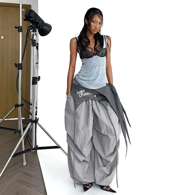 Cool American High Street Loose Casual Pants Women's Fashionable Jazz Wide Leg Pants Versatile Comfortable Workwear Trousers