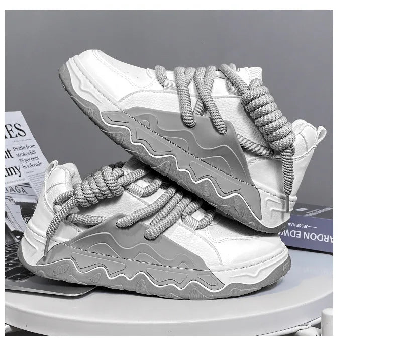 Men Casual Sneaker New Plush Lining White Sports Shoes Anti Slip Comfort Male Students Running Thick Soled Lace Up Shoes