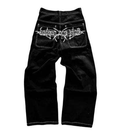 European and American oversized pocket washed wide leg straight leg jeans men's y2k Harajuku high street denim wide leg pants