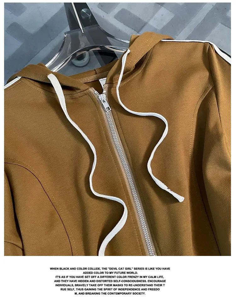Korean Style Women's Sportswear Summer 2024 Trendy Age-Reducing Slimming Elegant Short Sleeves Hooded Top 2-Piece Set