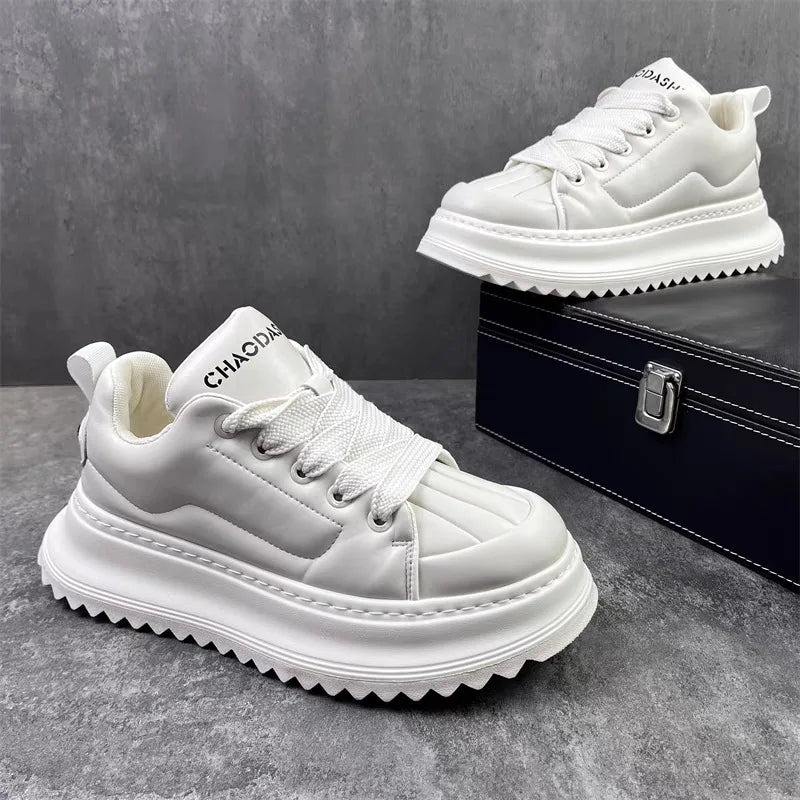 Men's Sneakers Chunky Sneaker 2025Fashion Designer Shoes Man Casual Leather Increased Internal Platform Board Shoes Outdoor Shoe