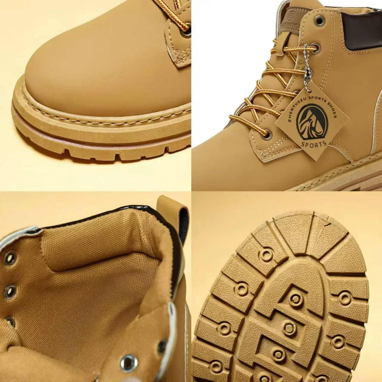 High Top Boots Men's Leather Shoes Fashion Outdoor Ankle Boots for Men Lace-Up Comfortable Male Boots Non Slip Flat Boot Botas