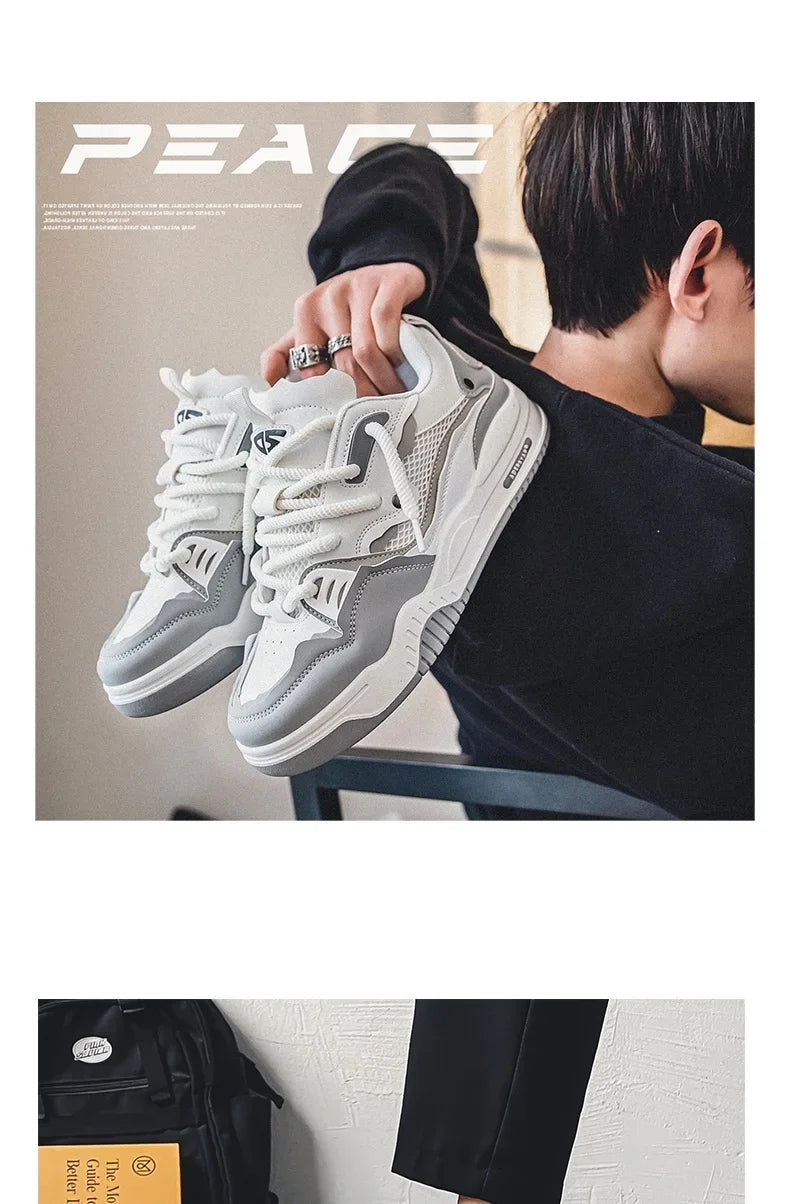 Men's Vulcanized Shoes Trendy Personalized Teenagers Casual Shoes Round Toe Lace-Up Plus Size Platform Shoes Men Shose For Sale