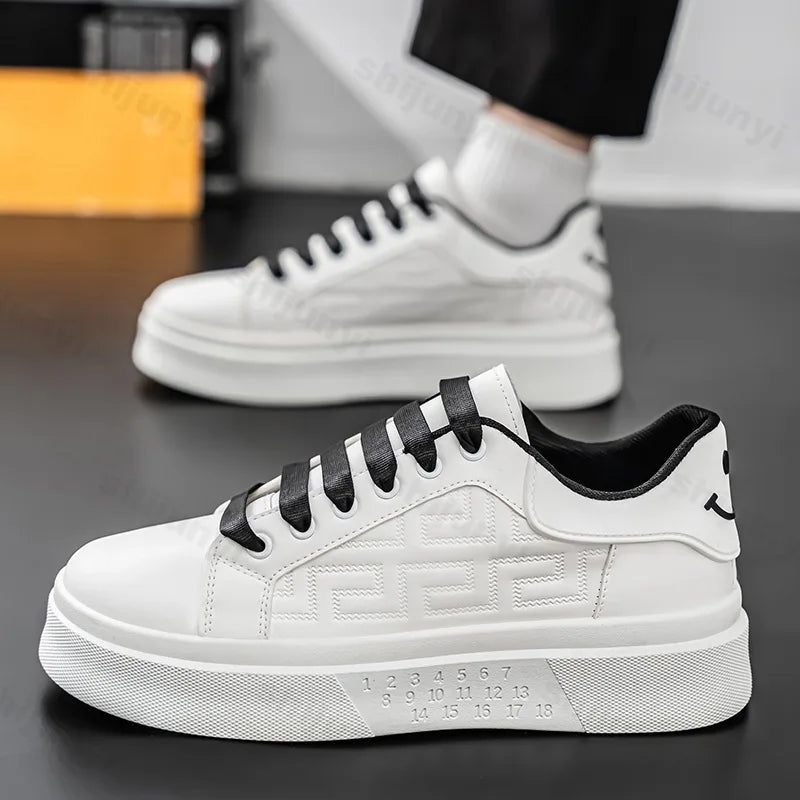 2025 Spring Autumn New Men's Shoes Breathable Comfortable White Shoes Men's Platform Sneakers Lace-up Casual Sports Shoes