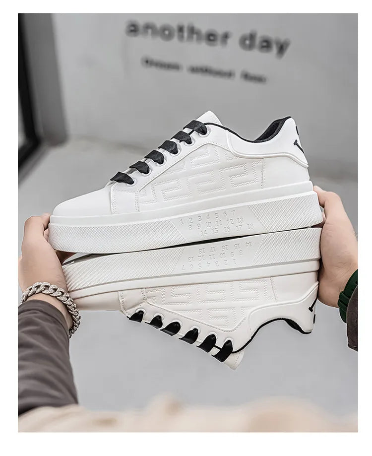 2025 Spring Autumn New Men's Shoes Breathable Comfortable White Shoes Men's Platform Sneakers Lace-up Casual Sports Shoes