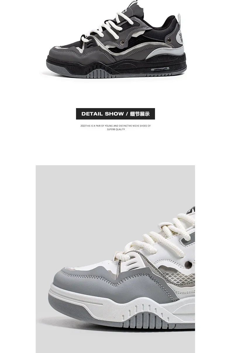Men's Vulcanized Shoes Trendy Personalized Teenagers Casual Shoes Round Toe Lace-Up Plus Size Platform Shoes Men Shose For Sale
