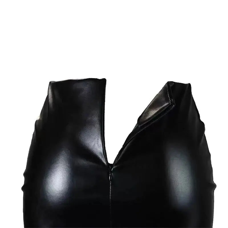 Sexy High Waist Wrapped Hip Leather Skirt for Women Comfortable Bla Sle 2024 Autumn Season Other Material 00%