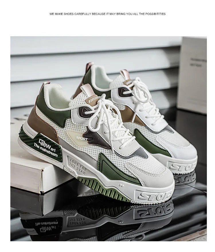 Men's Casual Sports Shoes Low-Top Fashion Trend Mesh Men Skateboard Shoes New 2025 Summer Outdoor Sports Shoes Tenis Masculino