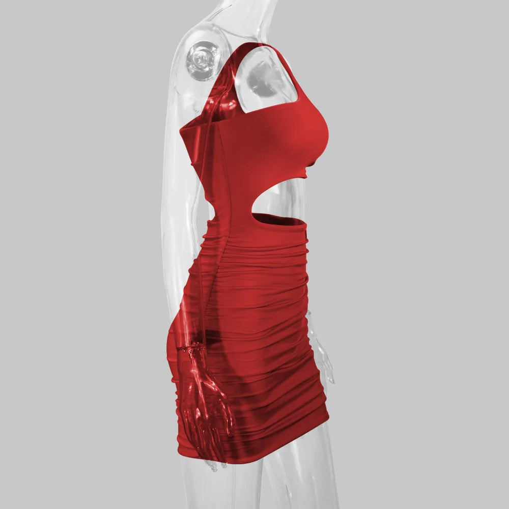 2025 Women's Clothing, Sexy Fashion Hollow Lace Up Pleated Night Club Party Dress Vestidos Plus Size 9XL 8XL 7XL 6XL XXXXXL