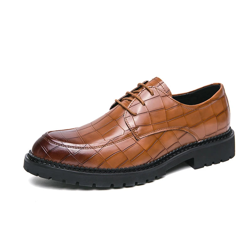 Business shoes British casual shoes Increase leather shoes Korean version breathable lace-up hair stylist men's shoes