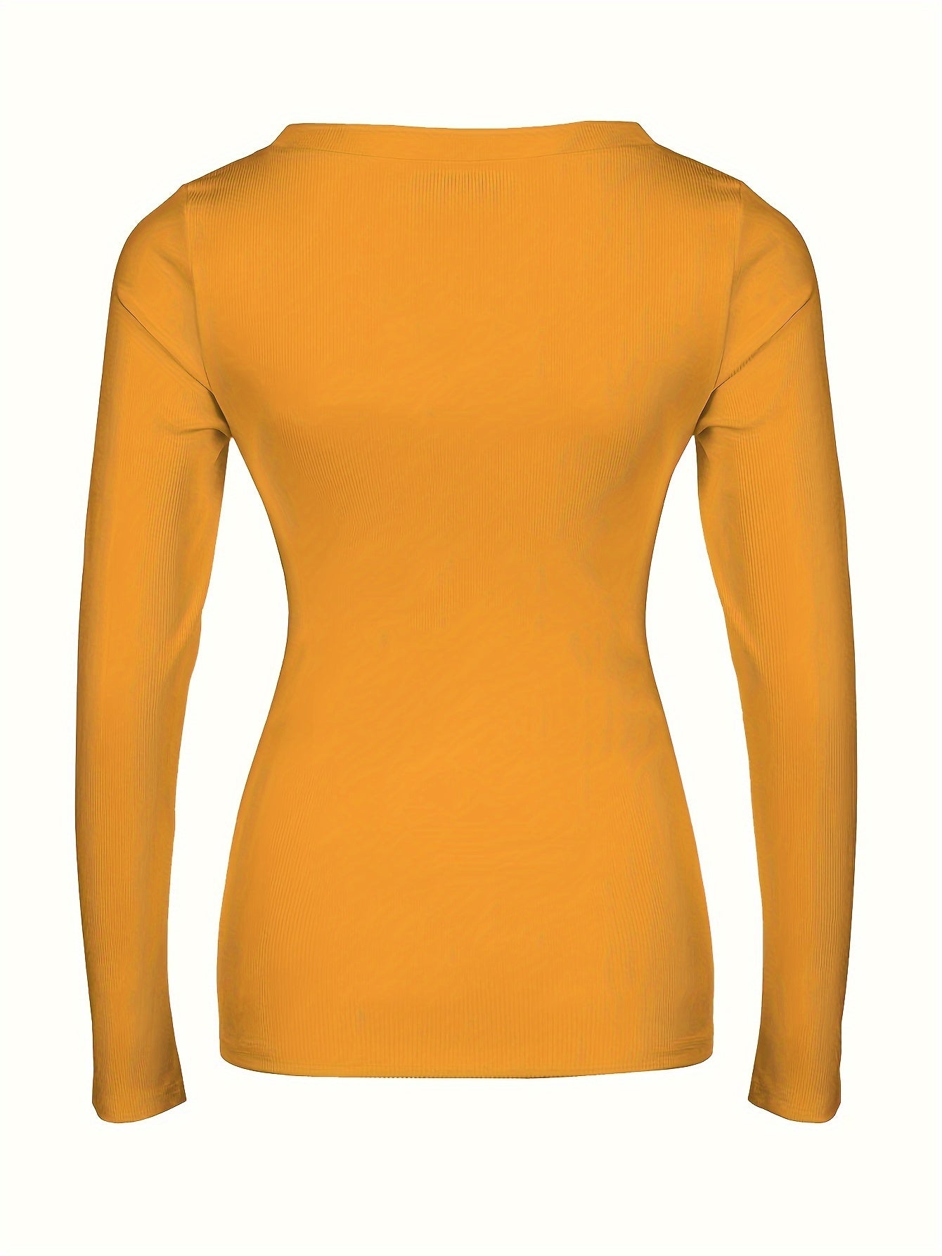 Womens Soft Ribbed Square Neck T-Shirt - Trendy Long Sleeves for Spring & Fall - Versatile Casual Wear