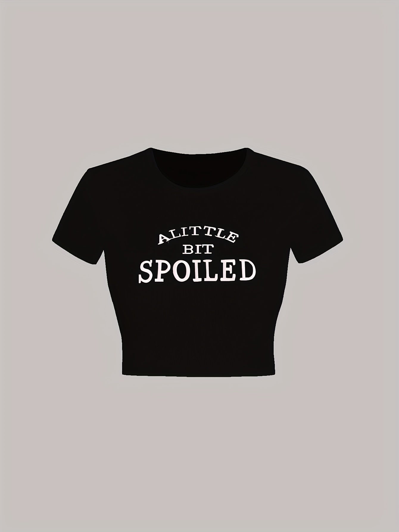 Letter Embroidery Crop T-Shirt, Y2K Short Sleeve T-Shirt For Spring & Summer, Women's Clothing