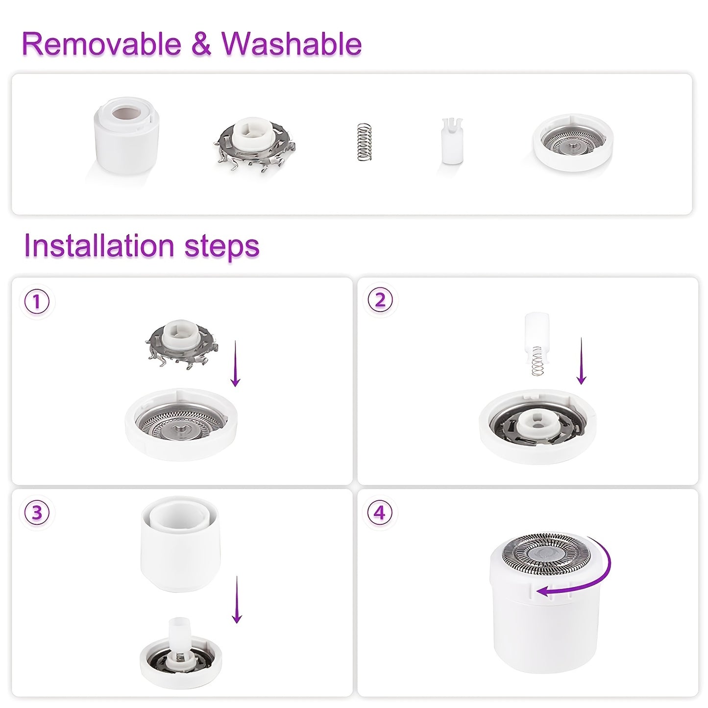 SmoothGlide Womens Electric Shaving Kit - 4-in-1 Cordless Hair Remover for Face, Legs, Underarms & Bikini Area, Wet/Dry Use with Quick-Charge Micro USB, Portable & Perfect for Sensitive Skin, A Luxurious Holiday Gift