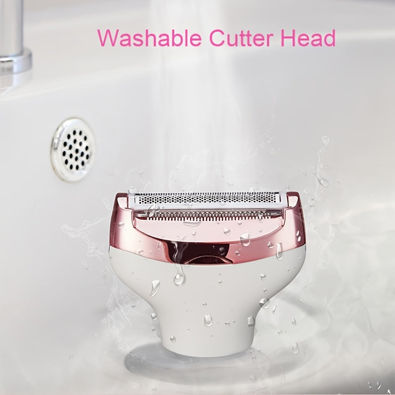 SmoothGlide Womens Electric Shaving Kit - 4-in-1 Cordless Hair Remover for Face, Legs, Underarms & Bikini Area, Wet/Dry Use with Quick-Charge Micro USB, Portable & Perfect for Sensitive Skin, A Luxurious Holiday Gift
