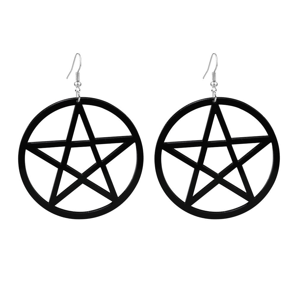 Elegant Star Pendant Hoop Earrings for Women - Chic Resin Circle Design, Fashionable Accessory, Novelty Earrings