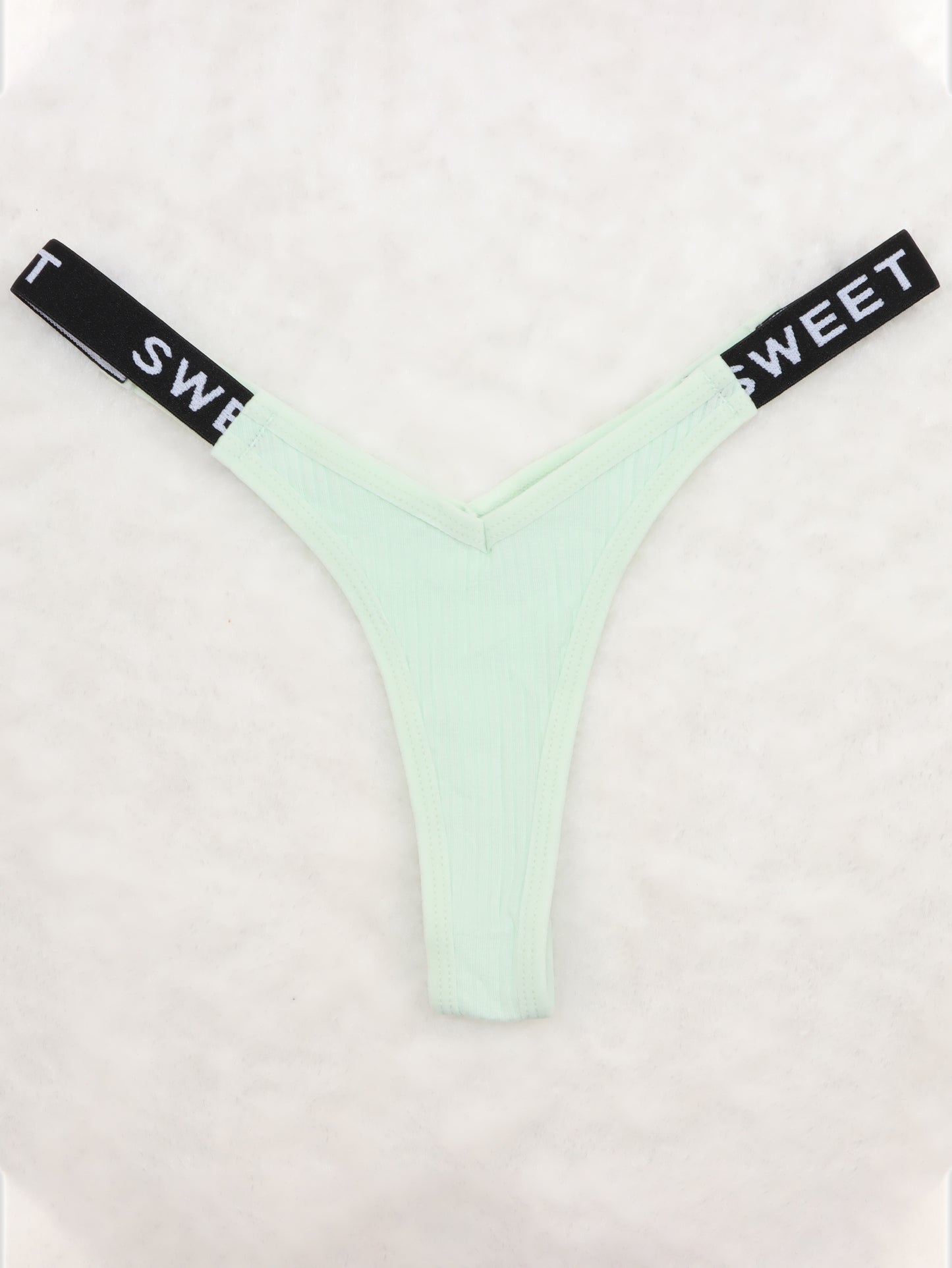 thong panties - Letter Print Tape Thong Panties - Comfort & Breathable Ribbed - Unleash Your Inner Confidence