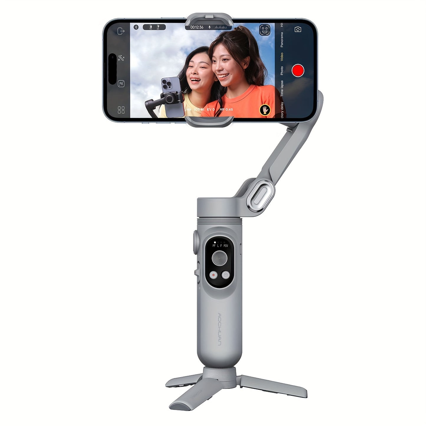 Smart X Pro 3-Axis Foldable Smartphone Gimbal Stabilizer - LED Light, Video Recording, Vlogging Kit for iPhone 15/14/13 Pro Max - Compact, Portable, and Easy to Use