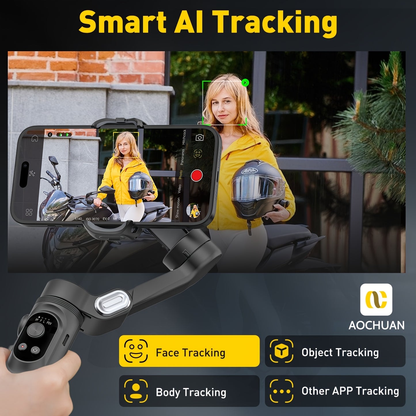 Smart X Pro 3-Axis Foldable Smartphone Gimbal Stabilizer - LED Light, Video Recording, Vlogging Kit for iPhone 15/14/13 Pro Max - Compact, Portable, and Easy to Use