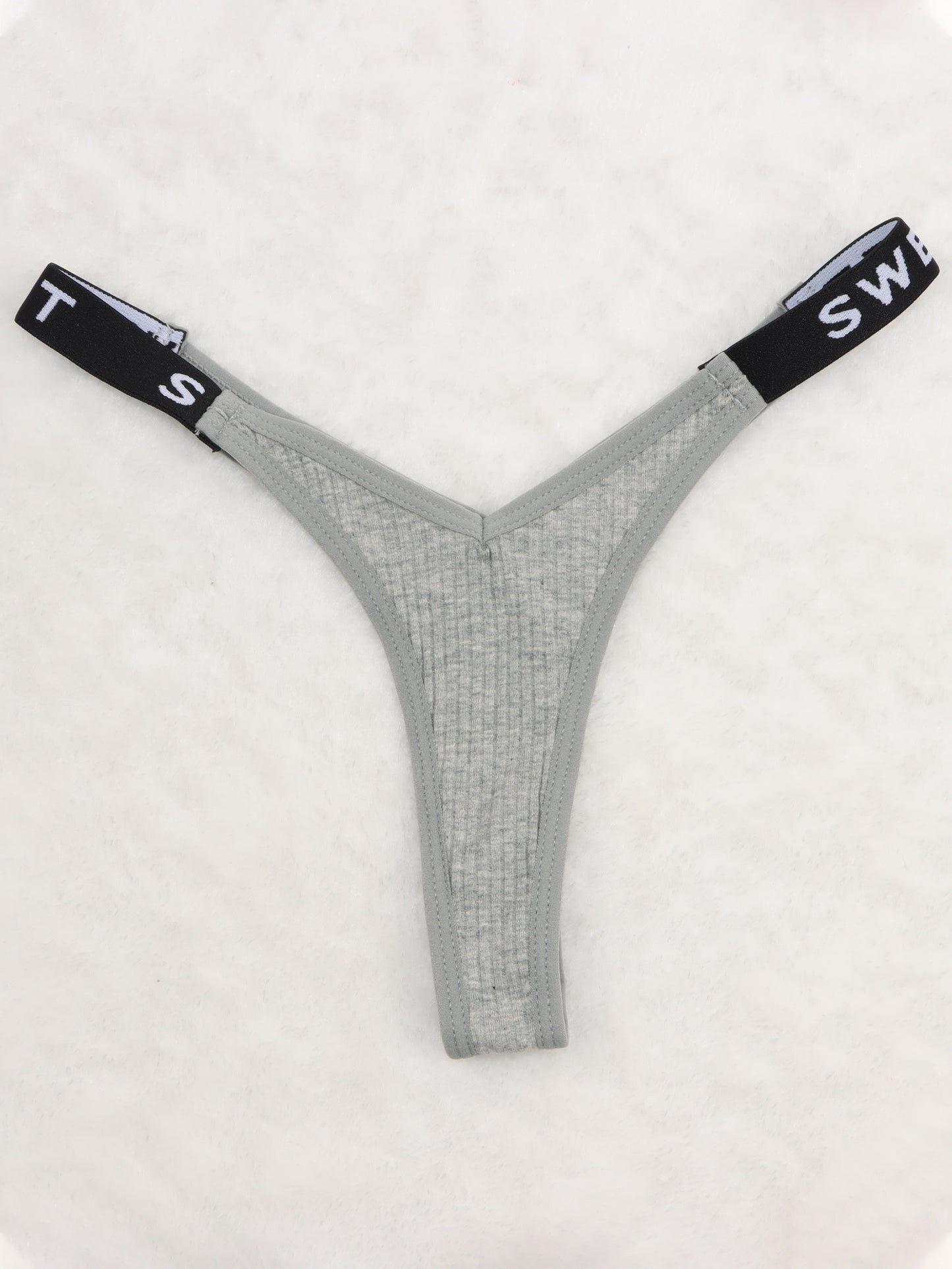 thong panties - Letter Print Tape Thong Panties - Comfort & Breathable Ribbed - Unleash Your Inner Confidence