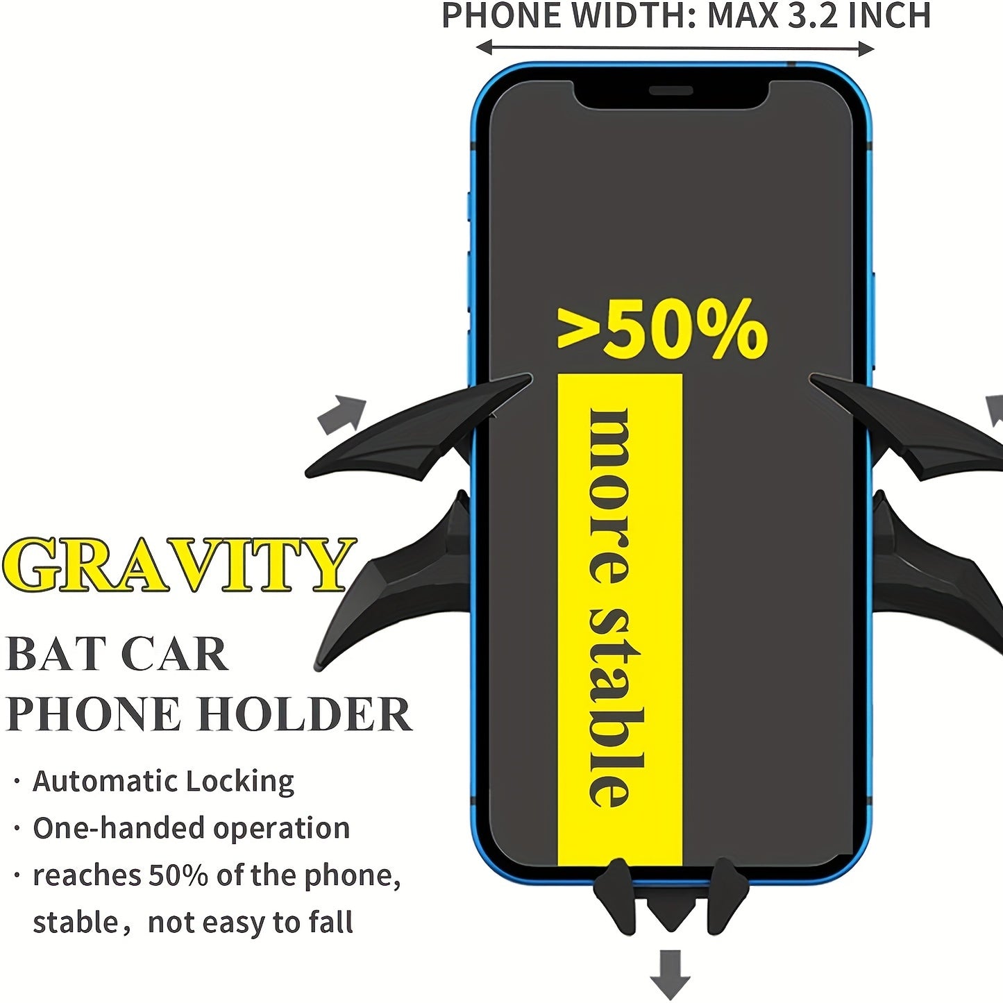 Cool Batman Phone Holder Mount for Car, Gifts for Men, Bat Decorations Collectibles for Room, Gravity Automatic Locking Hands Free Bat Phone Holder, Batman Accessories Smartphone Stand Cellphone
