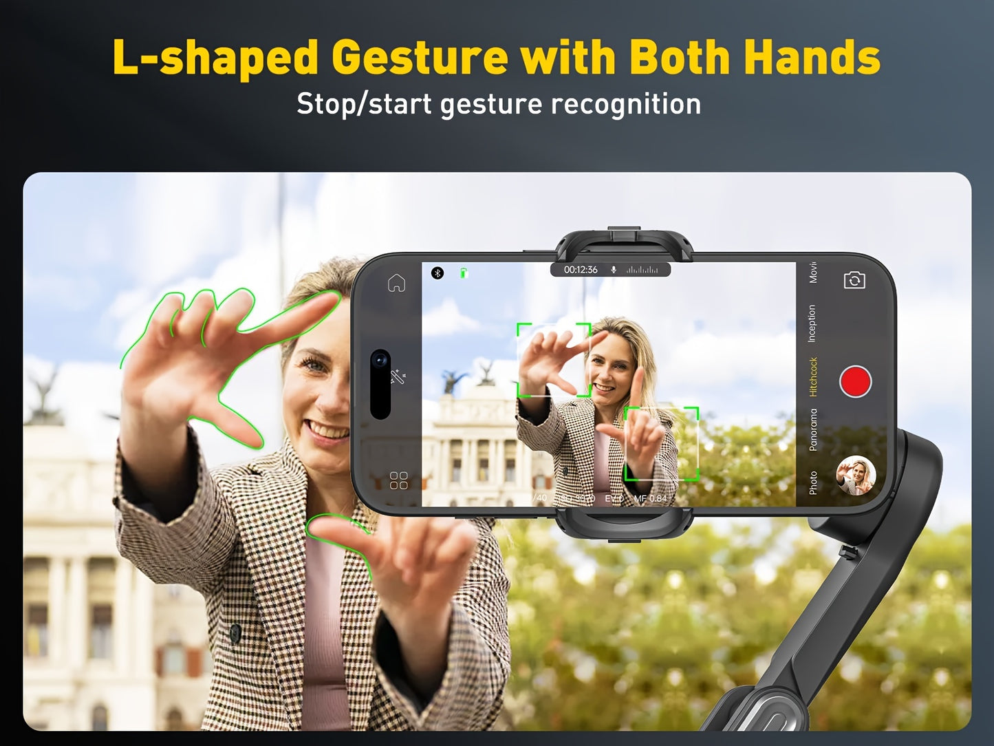Smart X Pro 3-Axis Foldable Smartphone Gimbal Stabilizer - LED Light, Video Recording, Vlogging Kit for iPhone 15/14/13 Pro Max - Compact, Portable, and Easy to Use