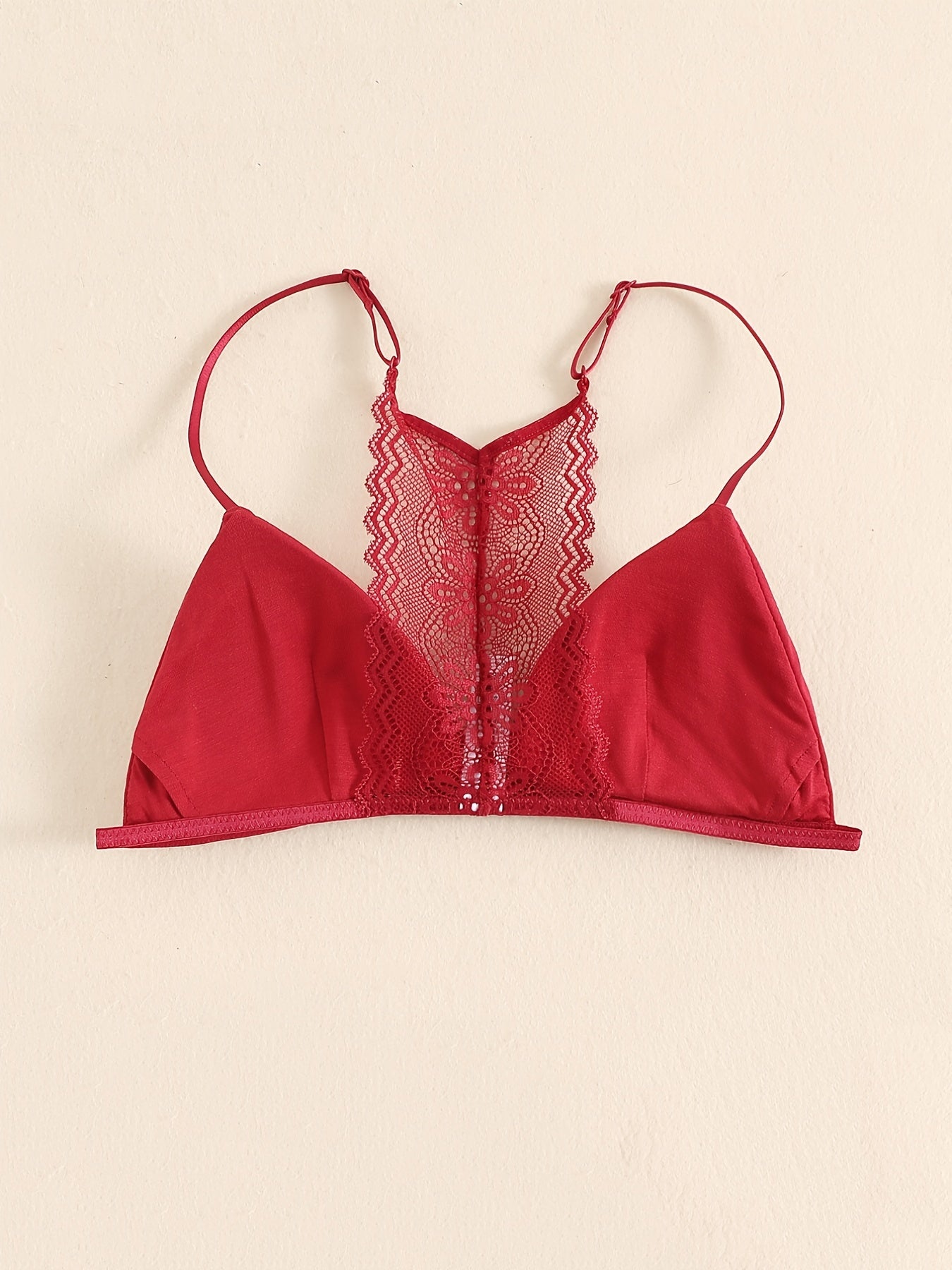 Triangle Cups Front Buckle Bras, Lace Stitching Beauty Back Bra With Removable Pads, Women's Lingerie & Underwear